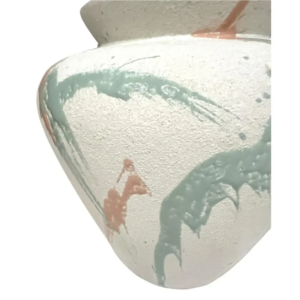 Harris Potteries Vintage 80s Ceramic Vase Post Modern Splatter Textured Pottery